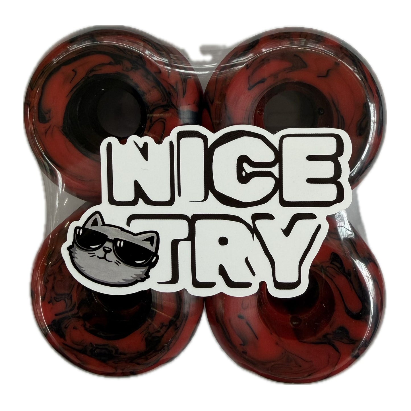 NiceTry skateboard hjul - 54mm 101A - Swirl Edt. (rød)