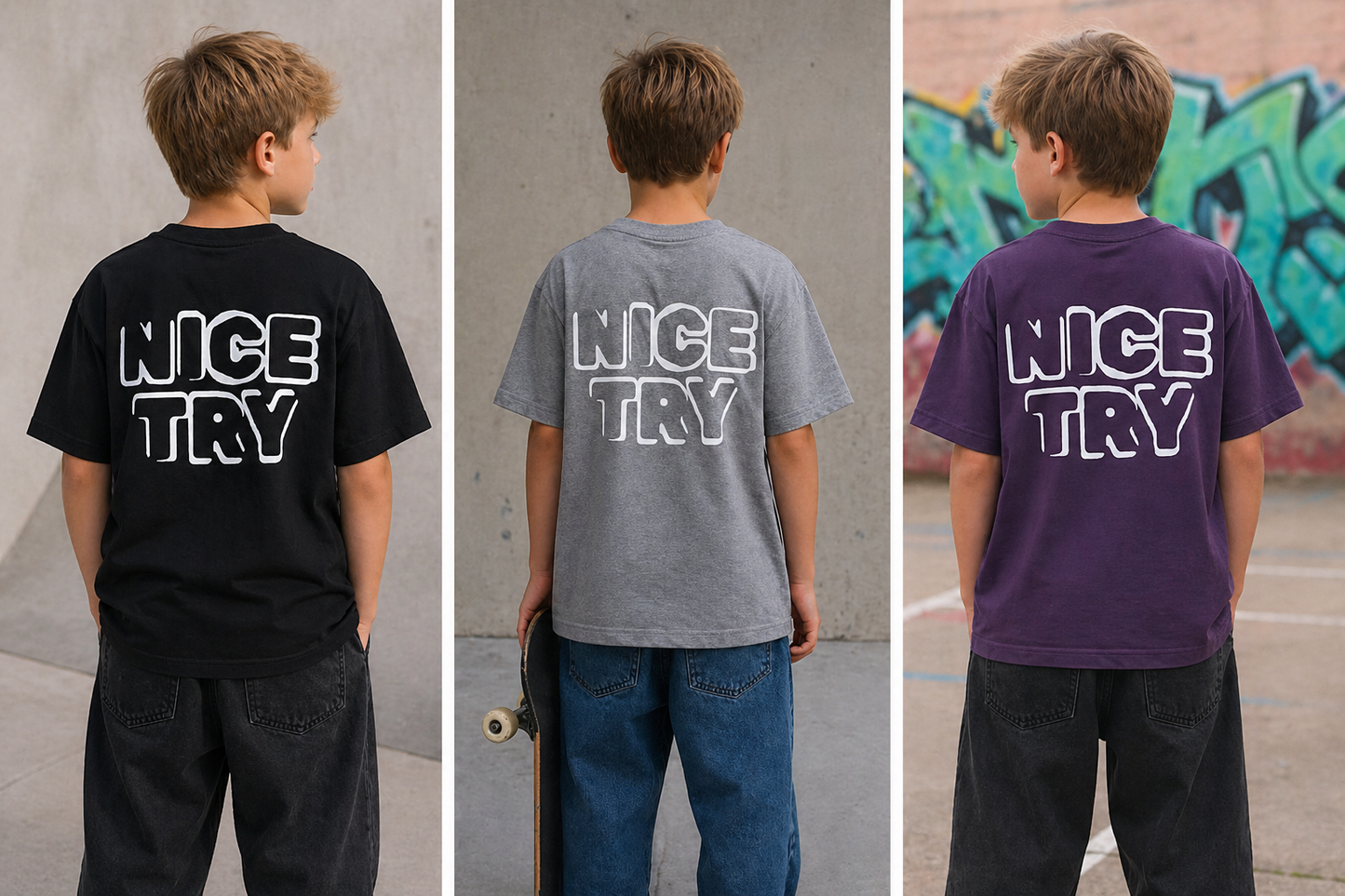 NiceTry t-shirt med logo på ryggen - flere farver (kids)