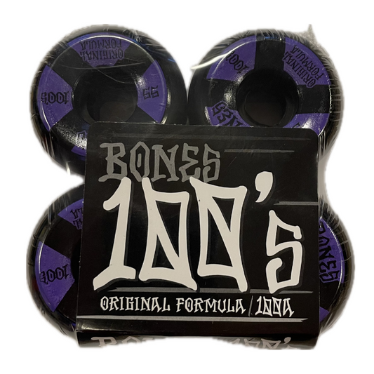 Bones skateboard hjul - 55mm 100A Original Formula sort/lilla