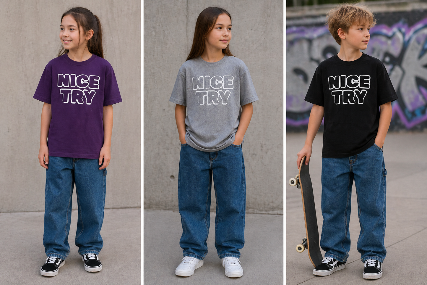 NiceTry t-shirt med print på front - flere farver (kids)