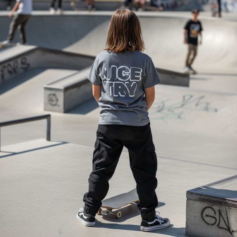NiceTry t-shirt med logo på ryggen - flere farver (kids)