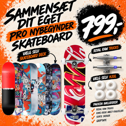 Nybegynder PRO komplet skateboard (vælg selv board og hjul)