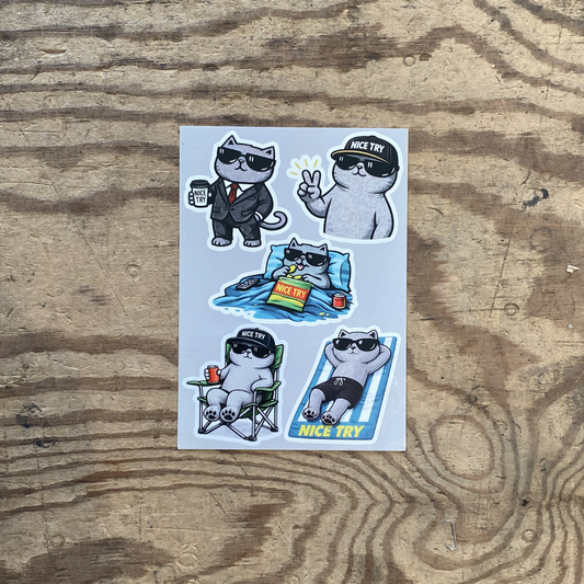 Nice Try chill kat stickers 5stk
