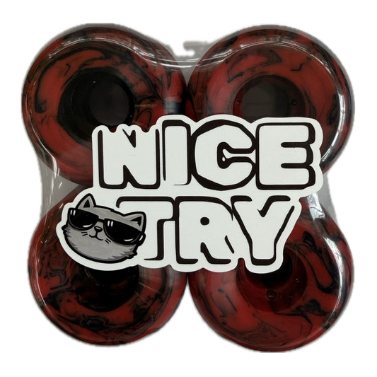 NiceTry skateboard hjul - 54mm 101A - Swirl Edt. (rød)