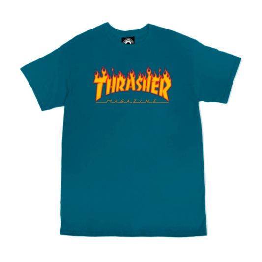 Thrasher Flame Logo t-shirt - Blå str. S